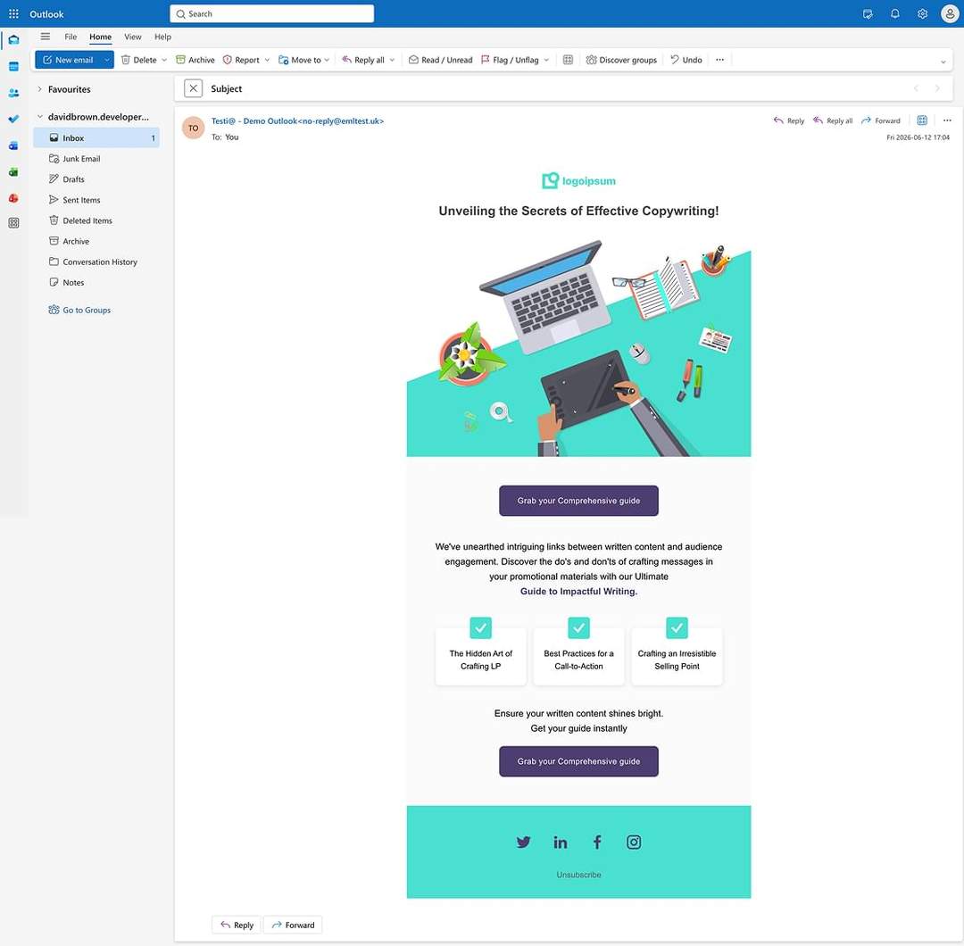 Outlook email template preview