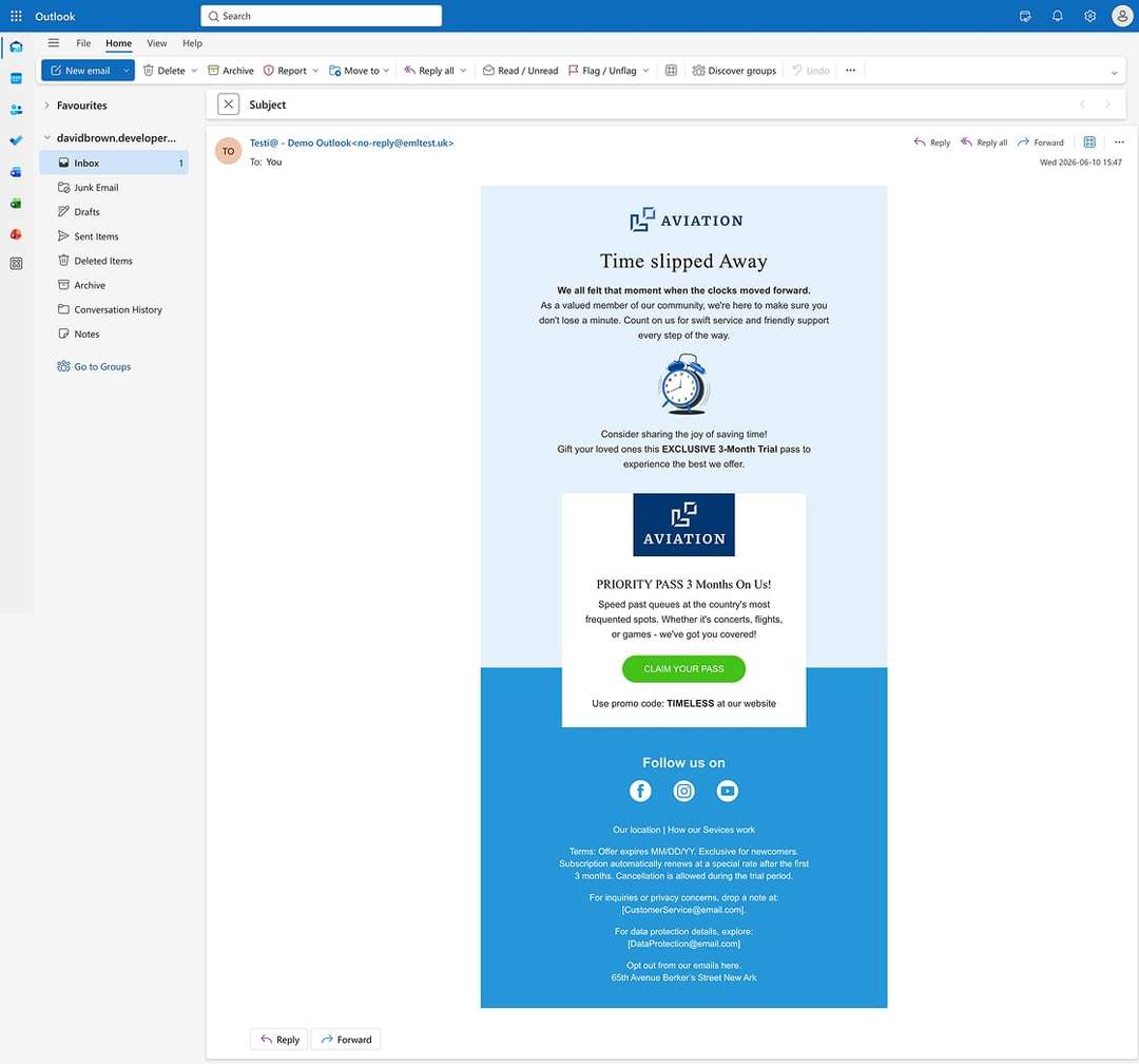 Outlook email template preview