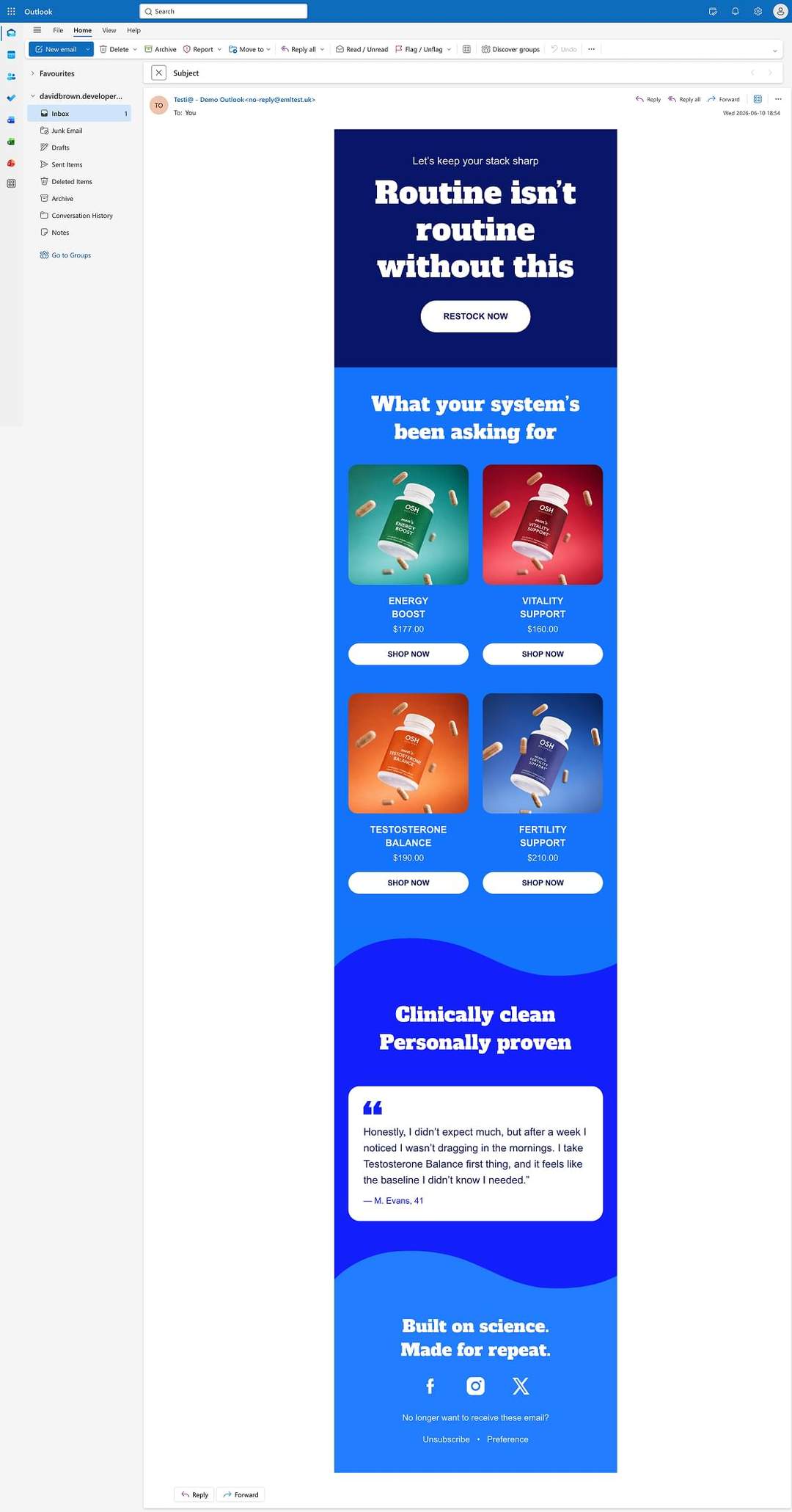 Outlook email template preview