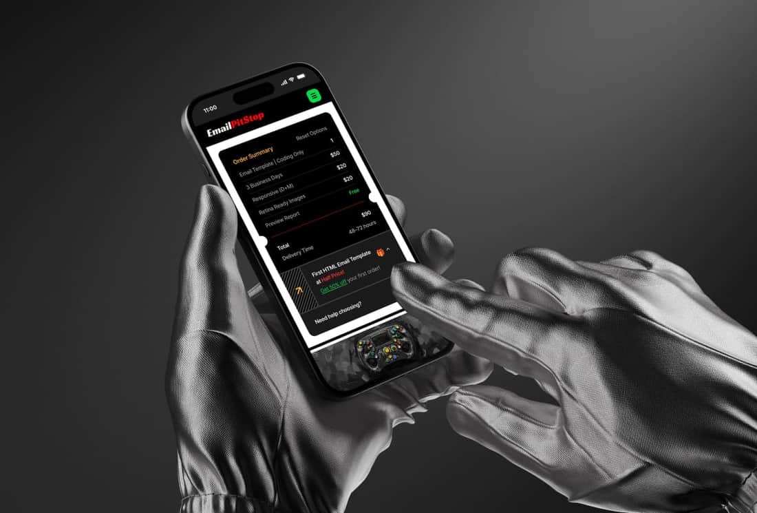 iPhone with email template