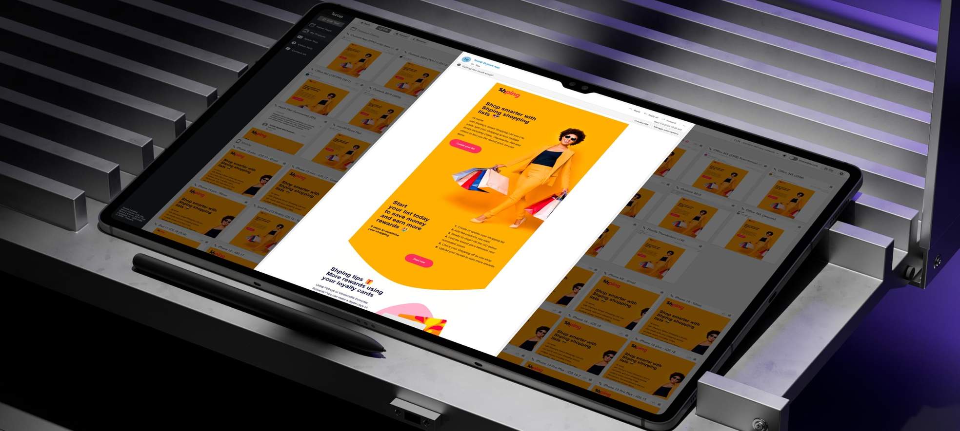 Email testing platform on tablet