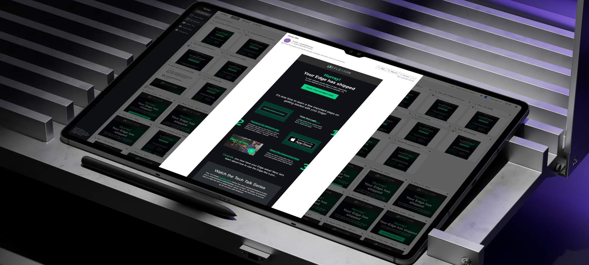 Email testing platform on tablet