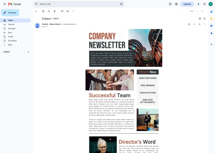 Email newsletter template in Gmail