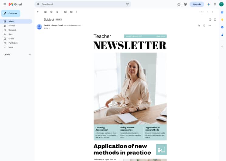 Email newsletter template in Gmail
