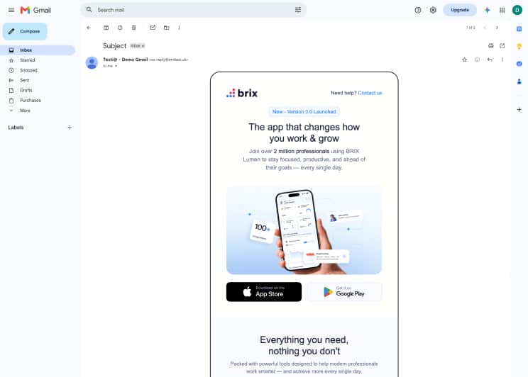 Promotional email template in Gmail