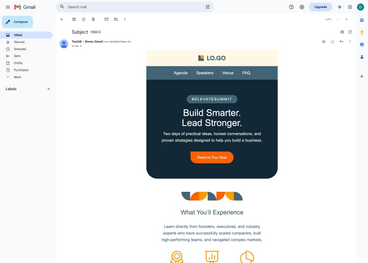 Promotional email template in Gmail