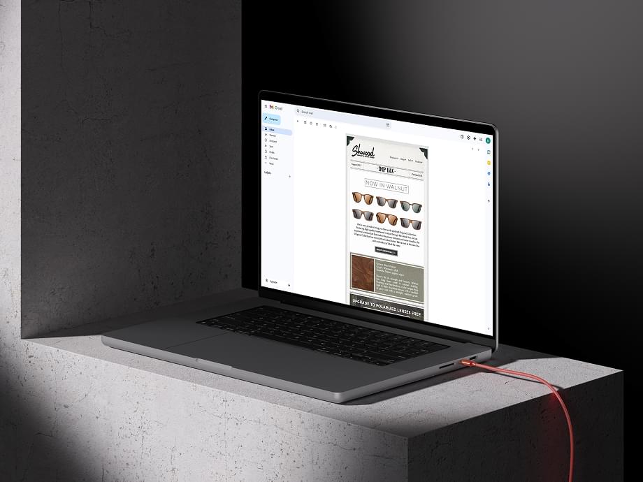 ASAP email template on desktop display