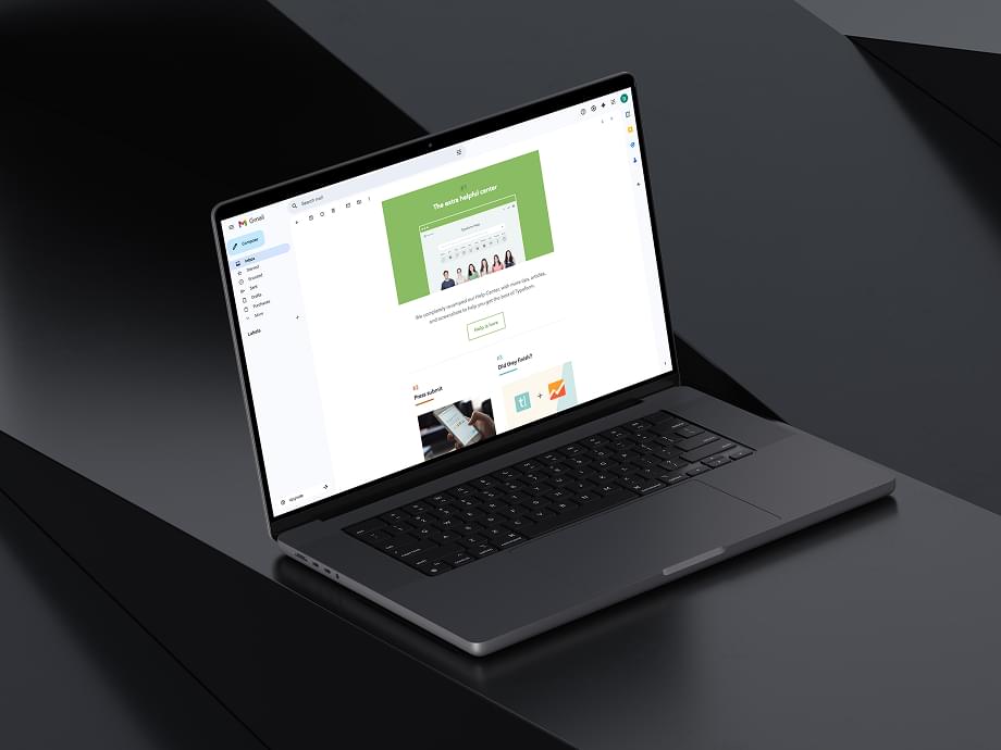Email template on MacBook laptop