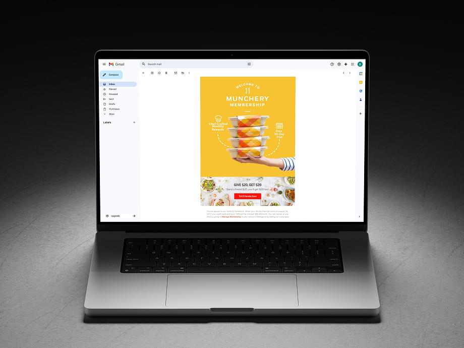 Email template on MacBook laptop