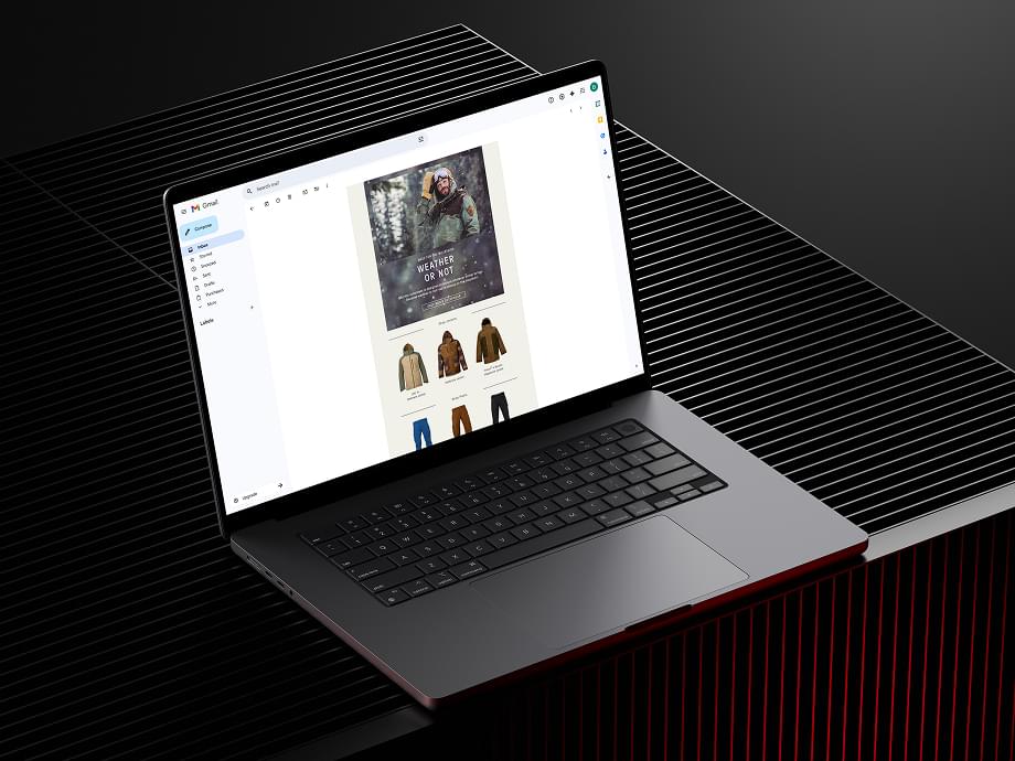 Email template on MacBook laptop