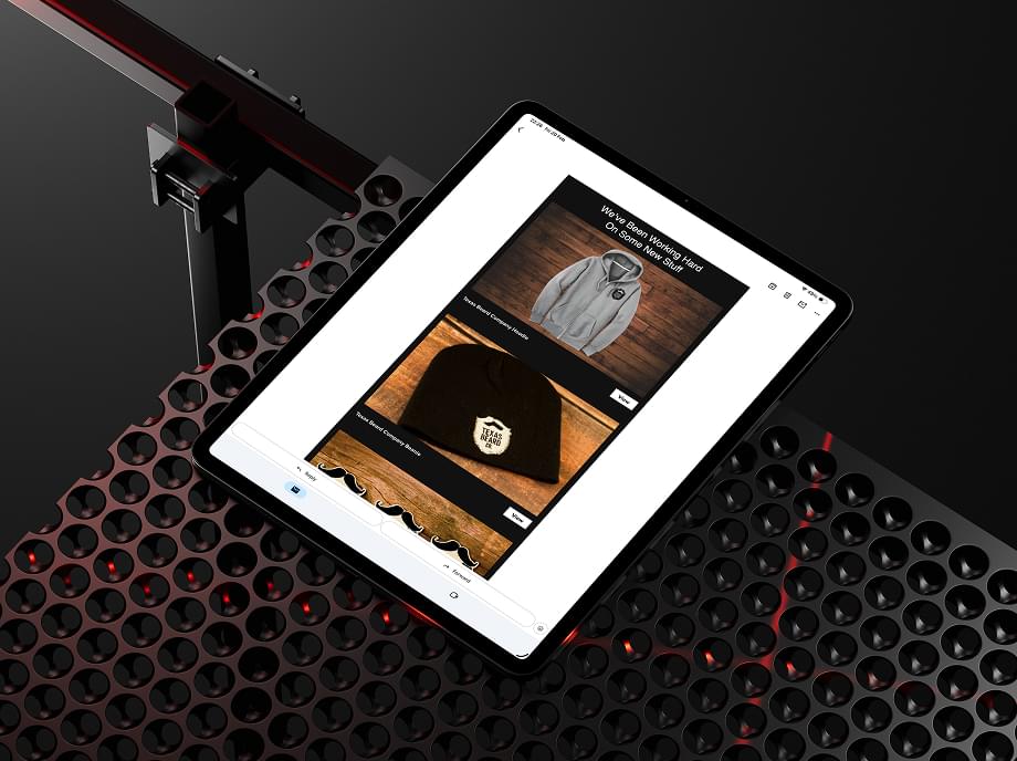 Email template on iPad tablet