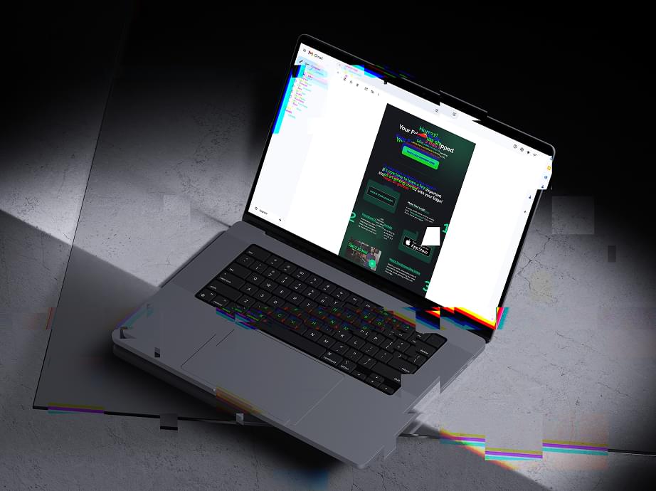 Fixed email template on MacBook laptop