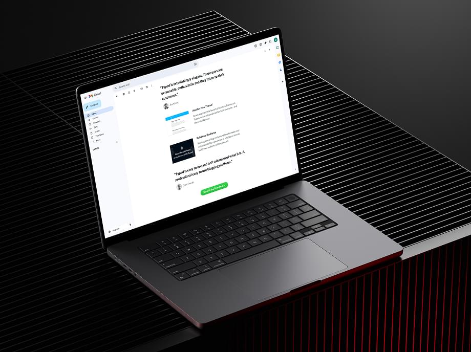 Email template on MacBook laptop