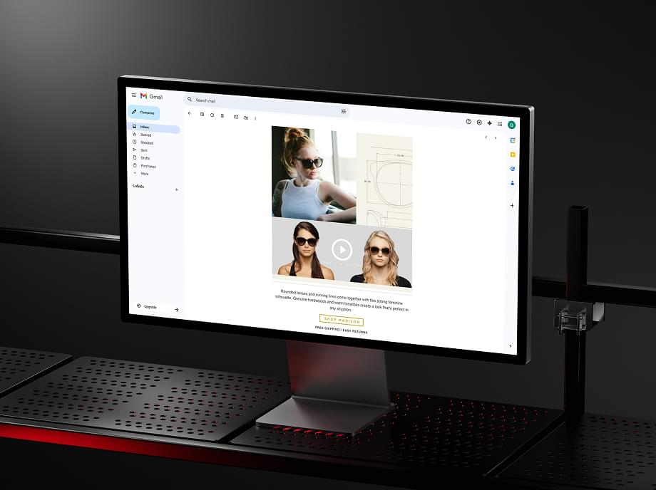 Email template on desktop monitor
