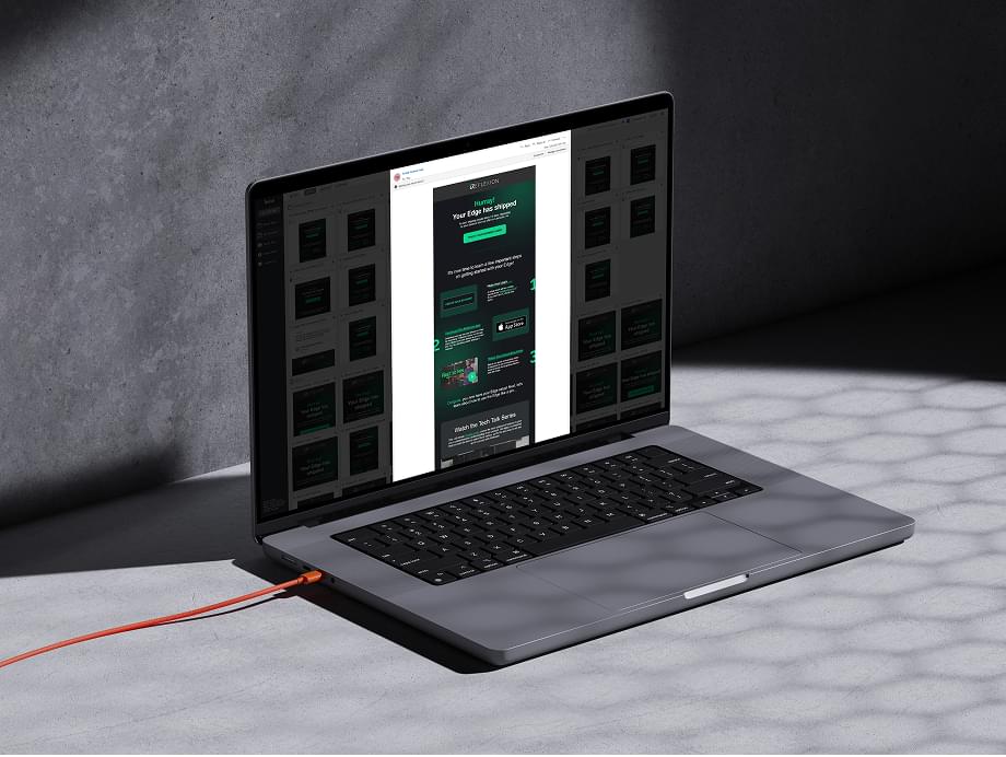 Email template on MacBook laptop