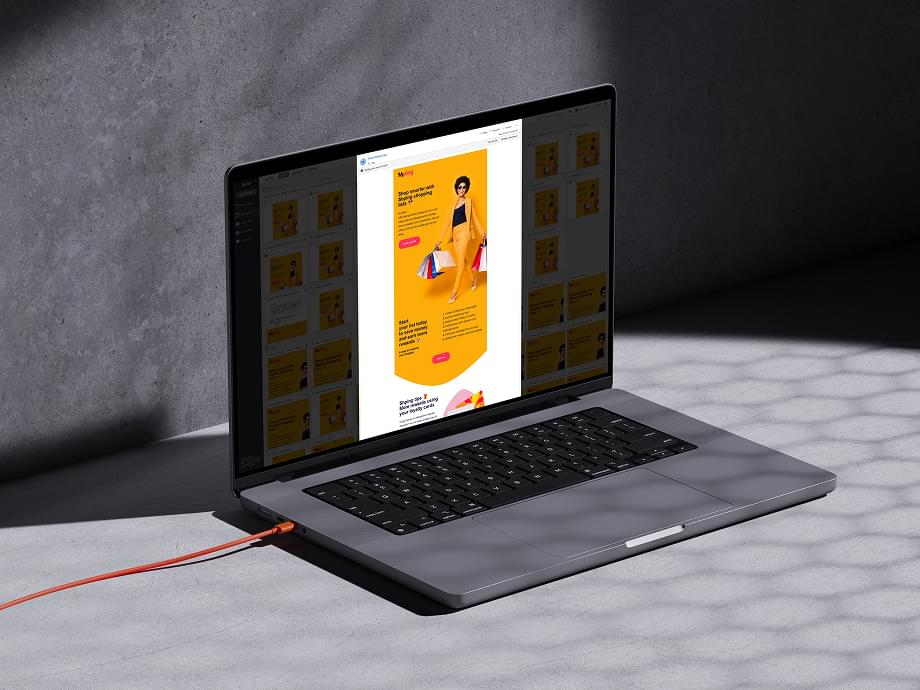 Email template on MacBook laptop
