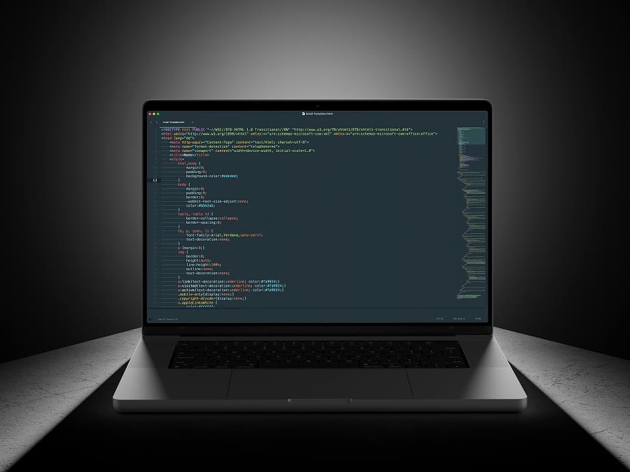 Email template code on MacBook laptop