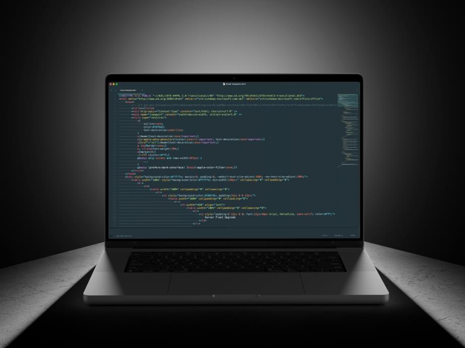 Email template on MacBook laptop