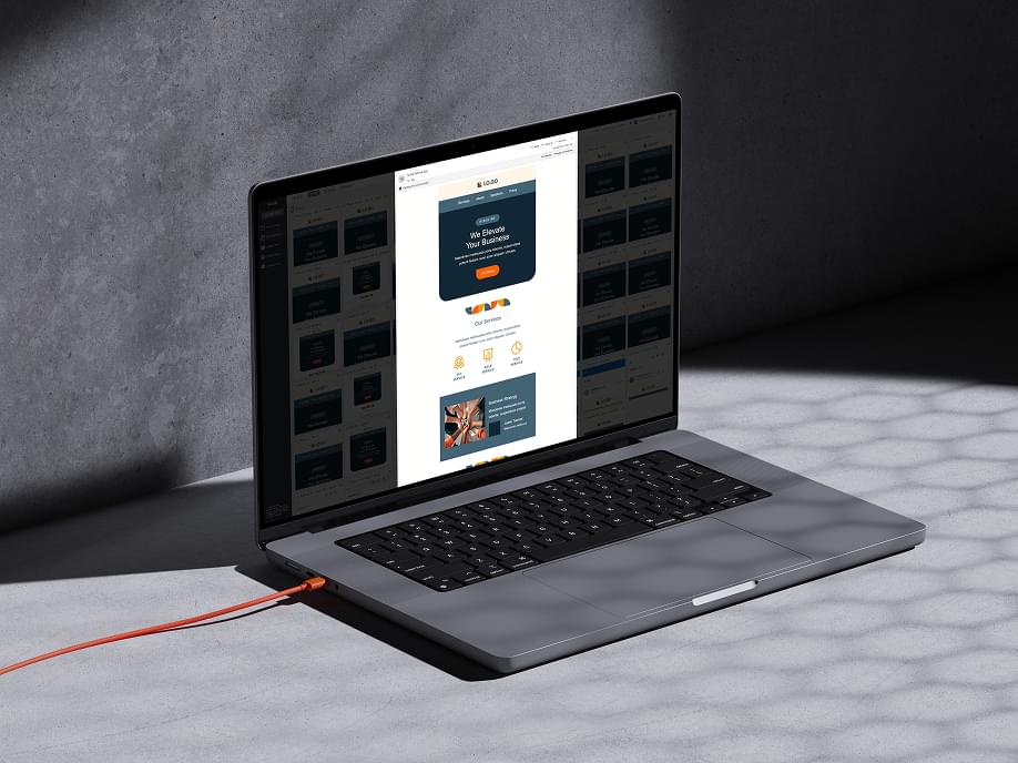 Email template on MacBook laptop