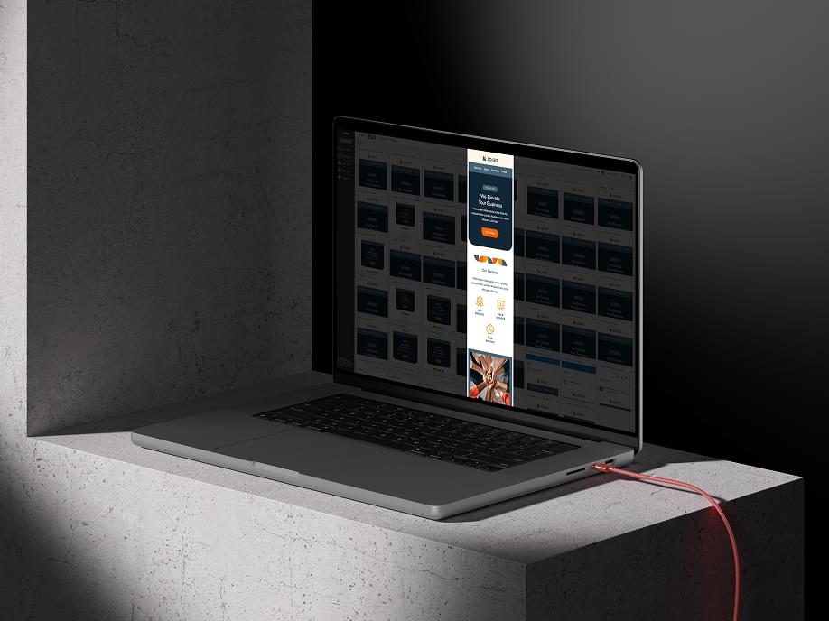 Email template on MacBook laptop