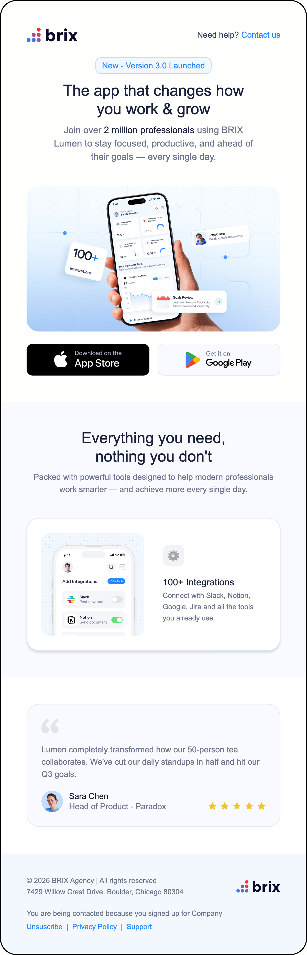 Promotional email example