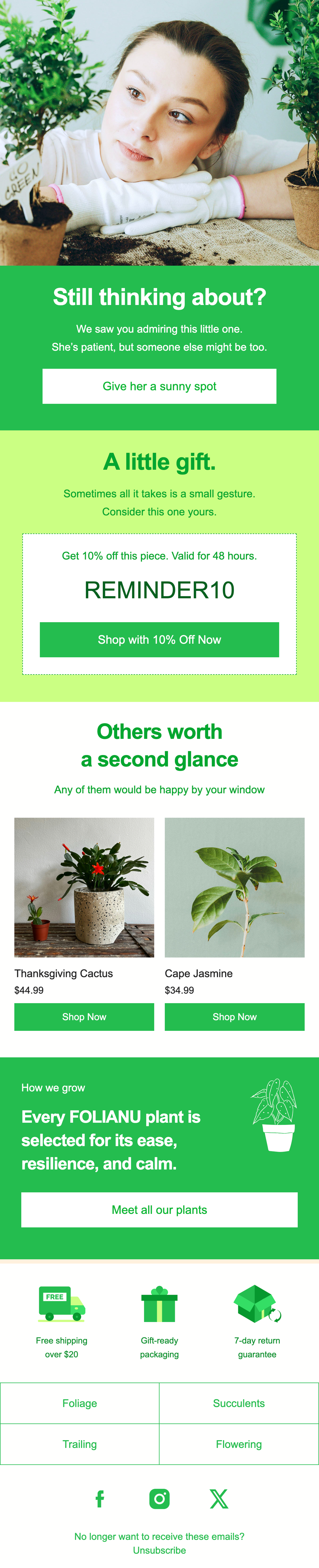 Promotional email example