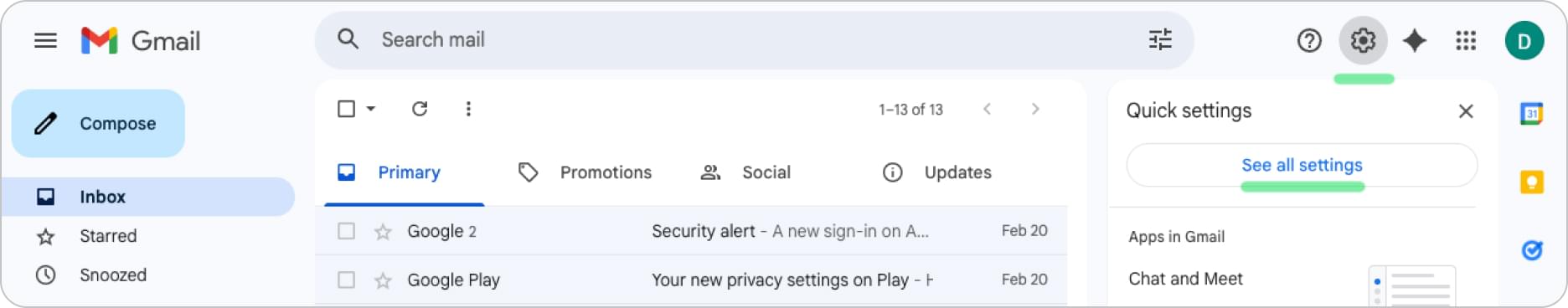 Gmail settings