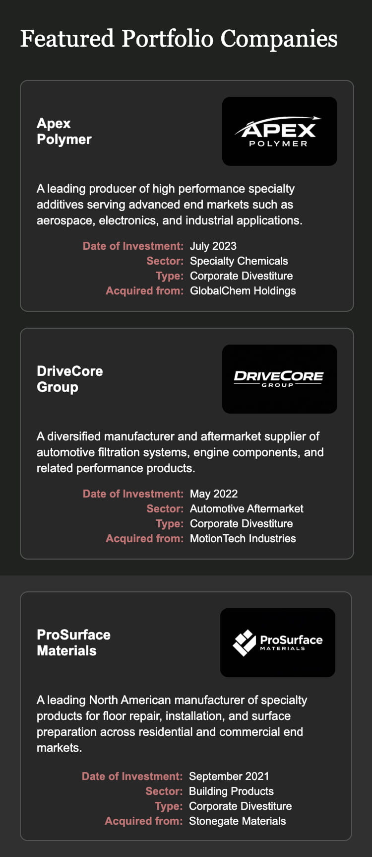 Company cards responsive example mobile