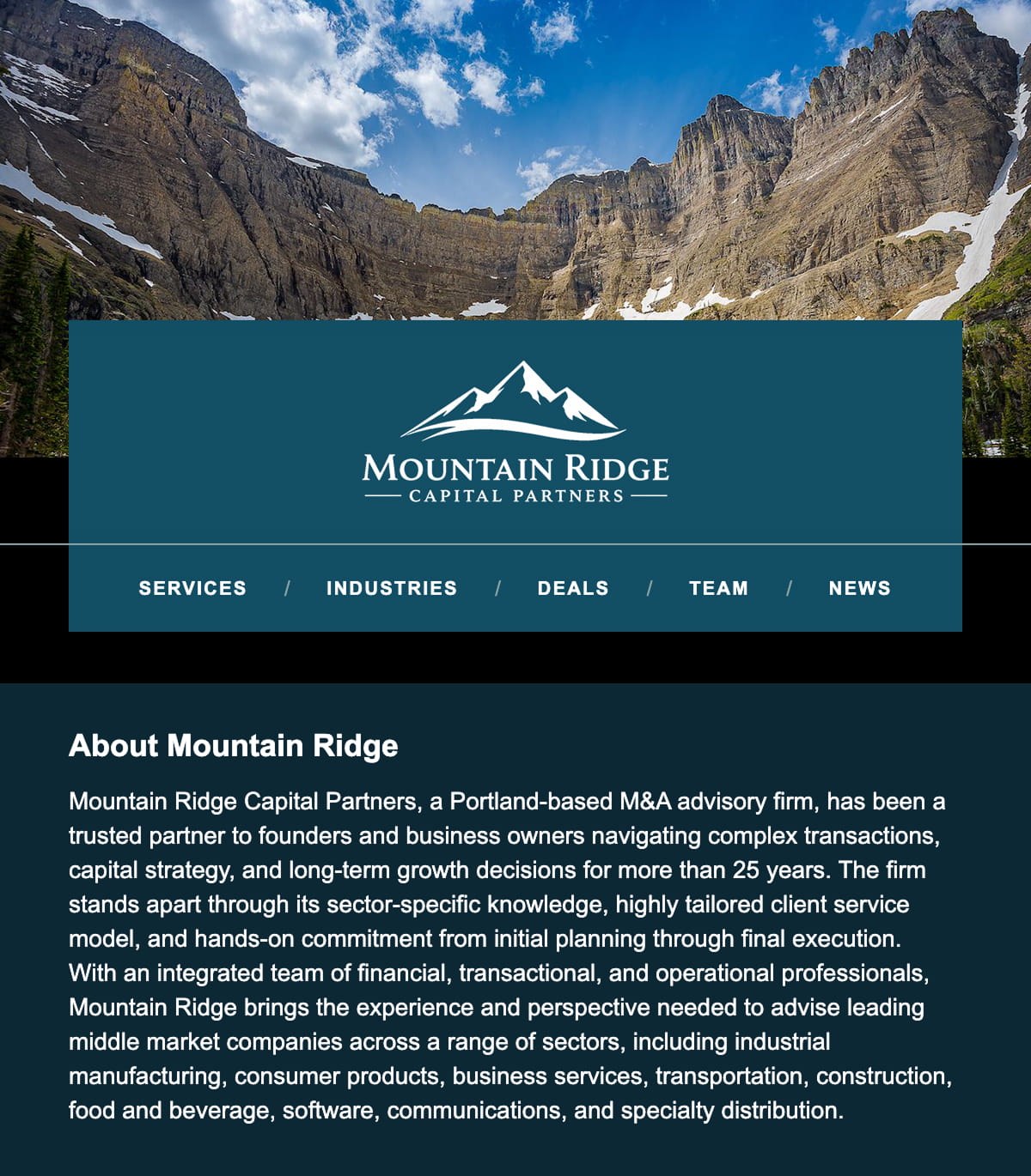 Navigation panel responsive example desktop